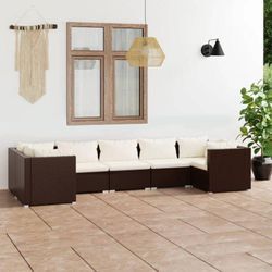 Bonnevie - 7-tlg. Garten-Lounge-Set, Gartenmöbel, Sitzgruppe Gartenset mit Kissen Poly Rattan Braun LLOAQ429116 MaisonChic