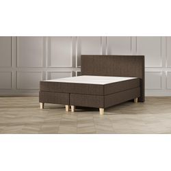 Emma Classic Boxspringbett - braun - 160x200 cm - Kopfteil Klassisch - Natur Füße