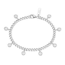 Armband GIORGIO MARTELLO MILANO "Panzerkette mit Zirkonia, Silber 925" Armbänder Gr. 19 cm, Silber 925 (Sterlingsilber), silberfarben (silber) Damen