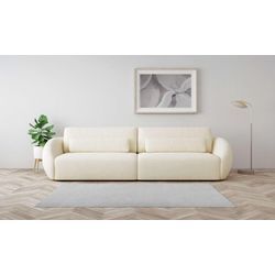 Big-Sofa PLACES OF STYLE "Covile", beige (cream), B:306cm H:80cm T:110cm, 60% PES, 40% Lederfasern, Sofas, Breite 306 cm, 2 Zierkissen inklusive, Chenille