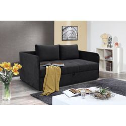 Schlafsofa ALINA "Marla" Sofas Gr. B/H/T: 209cm x 73cm x 95cm, Struktur fein XBO, schwarz (schwarz xbo 10) inkl. Stauraum und 2 Rückenkissen