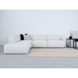 Ecksofa ANDAS "Myrland" Sofas Gr. B/H/T: 241cm x 72cm x 231cm, Chenille, Ottomane links, beige (cream) Breite 241 cm, Chenille, Easy Clean Stoff, mit Kaltschaum