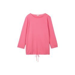 TOM TAILOR Damen 3/4 Arm Shirt mit Bio-Baumwolle, rosa, Uni, Gr. L