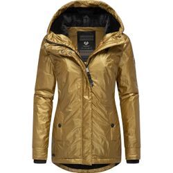 Winterjacke RAGWEAR "Monadde Bling" Gr. L (40), gold (goldfarben), Damen, Obermaterial: 100% Nylon, Innenfutter: 100% Polyester, Wattierung: 100% Polyester, Jacken, Glänzende warme Jacke mit Kapuze