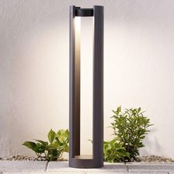 Lucande LED-Pollerleuchte Dylen, grau, Alu, Höhe 80 cm