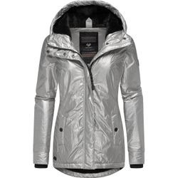 Winterjacke RAGWEAR "Monadde Bling" Gr. L (40), grau (hellgrau), Damen, Obermaterial: 100% Nylon, Innenfutter: 100% Polyester, Wattierung: 100% Polyester, Jacken, Glänzende warme Jacke mit Kapuze