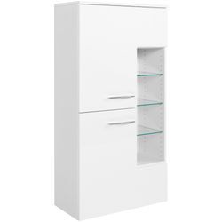 Midischrank WELLTIME "Florida", weiß, B:65cm H:130cm T:35cm, MDF, Spanplatte, Schränke, Bad-Midischrank, Breite 65 cm, mit hochglänzenden Fronten