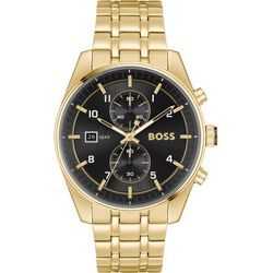 Chronograph BOSS "SKYTRAVELLER" Armbanduhren goldfarben Herren Quarzuhr, Herrenuhr, Armbanduhr, Stoppfunktion, Edelstahlarmband