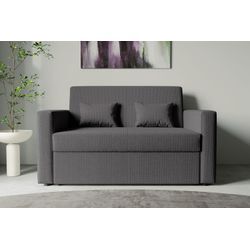 Schlafsofa INOSIGN "Ravena, Breite 146 cm, mit Bettfunktion", grau (dunkelgrau), B:146cm H:86cm T:94cm, 100% Polyester, Sofas, kompaktes 2-Sitzer Sofa, Webstoff, Cord, Topseller