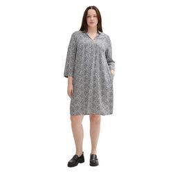 Kurzes Kleid mit Minimalprint und Hemdkragen, marine gemustert, Gr.54