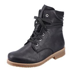 Schnürstiefelette RIEKER, Damen, Gr. 36, schwarz, Lederimitat, klassisch, Schuhe Schnürboots, mit schaftumspielender Schnürung