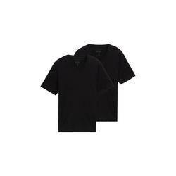 TOM TAILOR Herren Basic T-Shirt im Doppelpack mit V-Ausschnitt, schwarz, Uni, Gr. XL