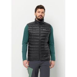 Daunenweste JACK WOLFSKIN "PILVI DOWN VEST M" Gr. L (52), schwarz, Herren, Obermaterial: 100% Polyester; Futter: 100% Polyester; Füllung: 80% Entendaune; 20% Federn, Westen