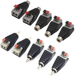 10 Stk Cinch Stecker/Buchse, Cinch zu Lautsprecher Kabeladapter Subwoofer Lautsprecher Phono Cinch Stecker/Buchse zu av 2 Schraubklemme Video Audio