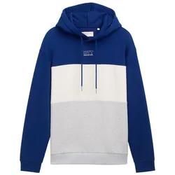 TOM TAILOR DENIM Herren Colorblock Hoodie mit Print, blau, Colour Blocking, Gr. XL