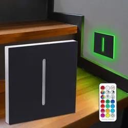 LED Treppenleuchte eckig schwarz 230V - Lichtfarbe: RGB Warmweiß 3W - Lichtaustr...