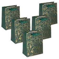 5 SIGEL Geschenktaschen Golden ornaments on green Motiv 18,0 x 23,0 cm