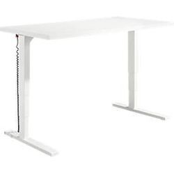 Schäfer Shop Genius Schreibtisch Elements, elektrisch höhenverstellbar, Rechteck, C-Fuß, B 1600 x T 800 x H 645-1300 mm, weiß + Technikeinbau