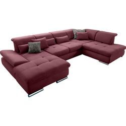 Wohnlandschaft "SO 4100 komfortable Federkernunterfederung, inkl. Kopfteilverstellung", rot (bordeaux), B:365cm H:80cm T:225cm, SET ONE BY MUSTERRING, Sofas, wahlweise Bettfunktion und Sitztiefenverstellung, U-Form