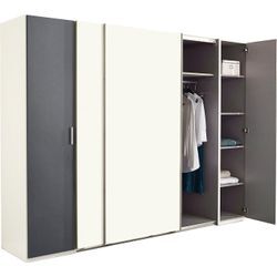 Schwebetürenschrank WIMEX "Lotto", weiß (weiß, graphit), B:225cm H:210cm T:65cm, Schränke