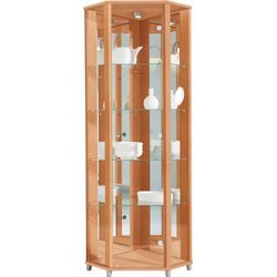 Vitrine FIF MÖBEL "TRIO", braun (buchefarben), B/H/T: 71cm x 172cm x 50cm, Glas, Holzwerkstoff, Schränke, Eckvitrine/Glasvitrine 1x Glastür, perfekt für Sammler, Sammlervitrine