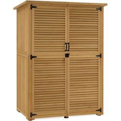 Mcombo - m Gartenschrank Gartenhaus Holz Wetterfest, 127×59×168 cm, 0901D (Natur)