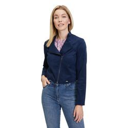 Jackenblazer BETTY&CO "Betty & Co Bolero-Jacke mit Stehkragen" Gr. 44, blau (navy blue) Damen Blazer Material