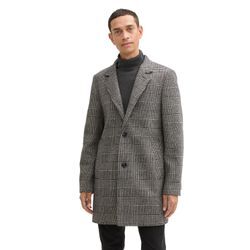 Kurzmantel TOM TAILOR Gr. M, schwarz-weiß (ecru black houndstooth) Herren Mäntel mit Knöpfen am Ärmelabschluss