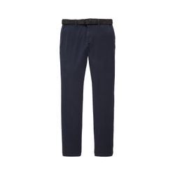 TOM TAILOR Herren Travis Slim Chino mit Gürtel, blau, Uni, Gr. 38/32