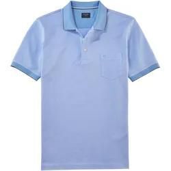 Poloshirt OLYMP "Casual", Herren, Gr. M, blau (hellblau), Piquu00e9, Obermaterial: 100% Baumwolle, casual, Shirts, Two-Tone Piqué, Seitenschlitzen im Saum