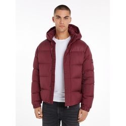 Steppjacke TOMMY HILFIGER "MIX DOWN HOODED PUFFER JACKET" Gr. L, rot (deep rouge) Herren Jacken mit abnehmbarer Kapuze