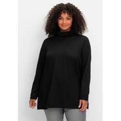 Langarmshirt in leichter A-Linie, mit Rollkragen, schwarz, Gr.48/50