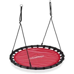 Relaxdays - Nestschaukel, runde Hängeschaukel, für Kinder & Erwachsene, verstellbar, draußen, ø: 120 cm, bis 100 kg, rot