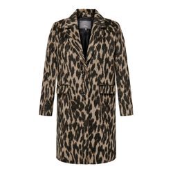 Kurzmantel ONLY CARMAKOMA "CARVALBORG ANIMAL LIFE COAT OTW" Gr. L (50/52), schwarz (black detail:humus, bistre) Damen Mäntel mit Allover Animal Druck