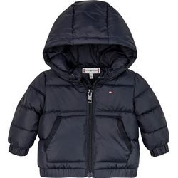 Steppjacke TOMMY HILFIGER "TOMMY SOLID PUFFER JACKET" Gr. 62, blau (desert sky) Baby Jacken für Kinder bis 2 Jahre