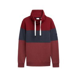 TOM TAILOR Herren Sweatshirt mit Colour Blocking, rot, Colour Blocking, Gr. XXL