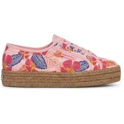 Plateausneaker SUPERGA "2730 ROPE HIBISCUS FLOWER PRINT", Gr. 37, rosa (rosa, pink), Textil, sportlich, Schuhe Schnürschuh Espadrille