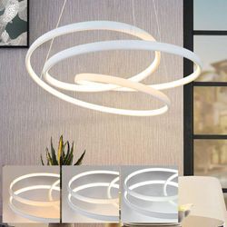 LED-Hängeleuchte Esstisch Pendelleuchte Weiß - 55W Hängeleuchte Dimmbar 50CM Modern Pendellampe mit Fernbedienung Wohnzimmerlampe Hängend für