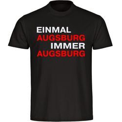 multifanshop® Herren T-Shirt - Augsburg - Einmal Immer - Druck rot