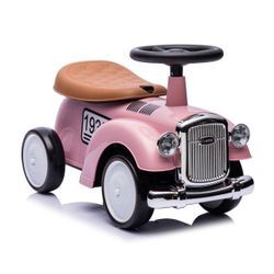 Rutschauto ab 1 Jahr, Kinderauto im Retrodesign pink, Kinderfahrzeug mit Hupe