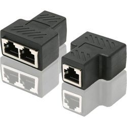 RJ45 CAT6 LAN-Ethernet-Port-Splitter-Adapter 1 auf 2 Dual-Buchse auf Buchse-Port-Koppler, 2er-Pack und schwarz