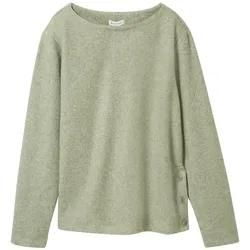 TOM TAILOR Damen Geripptes Sweatshirt, grün, Meliert, Gr. XXL