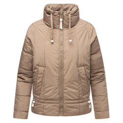 Steppjacke NAVAHOO "Luftzauber 14", Damen, Gr. L (40), grau (taupe), Obermaterial: 100% Polyester (recycelt), Innenfutter: 100% Polyester, Ärmelfutter: 100% Polyester (recycelt), Wattierung: 100% Polyester (recycelt), modisch, oversize hüftlang, hoch geschlossener Ausschnitt, Langarm Ärmel ohne Ärmelschlitz normaler Saum, Jacken, Nachhaltige gesteppte Damen Übergangsjacke