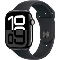 Smartwatch APPLE "Watch Series 10 Aluminium", schwarz (schwarz, schwarz), Smartwatches, 46mm, Cellular, M/L, Sport Band