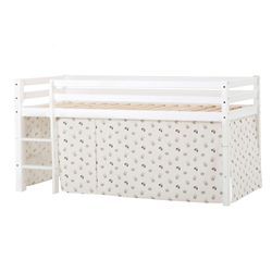 Hochbett HOPPEKIDS "ECO Dream, Kinderbett, Spielbett, Halbhohes Bett aus Massivholz", beige (weiß, natur), B:101cm H:105cm L:208cm, Kinderbett: 100% Massivholz: Nordische Kiefer, Vorhang: 100% Baumwolle, Hochbetten, Kinderbett Hochbett, inkl. Vorhang-Set Creator, Bettgröße & Matratze wählbar