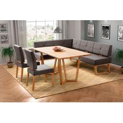 Eckbankgruppe HOME AFFAIRE "Ponza Eckbank Küchenbank BESTSELLER", braun (braun, eiche geölt), langer Schenkel rechts, Sitzmöbel-Sets, Sitzgruppe Esszimmer Stühle Tisch und Bank bequem gepolstert