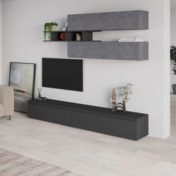 Wandsystem aus Zement und Anthrazit 250x206H cm - Cant