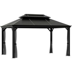 Pavillon SOJAG "Mykonos", grau (anthrazit), B/H/T: 423cm x 291cm x 298cm, Pavillons, BxTxH: 423x298x291 cm, inkl. Westmann Heizstrahler und Moskitonetz