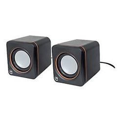 Manhattan 2600 Series Speaker System, Small Size, Big Sound, Two Speakers, Stereo, USB power, Output: 2x 3W, 3.5mm plug for sound, In-Line volume control, Cable 0.9m, Black, Three Year Warranty, Box - Lautsprecher - für PC