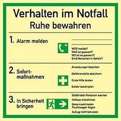 Schild mit Notfallverhaltensregeln